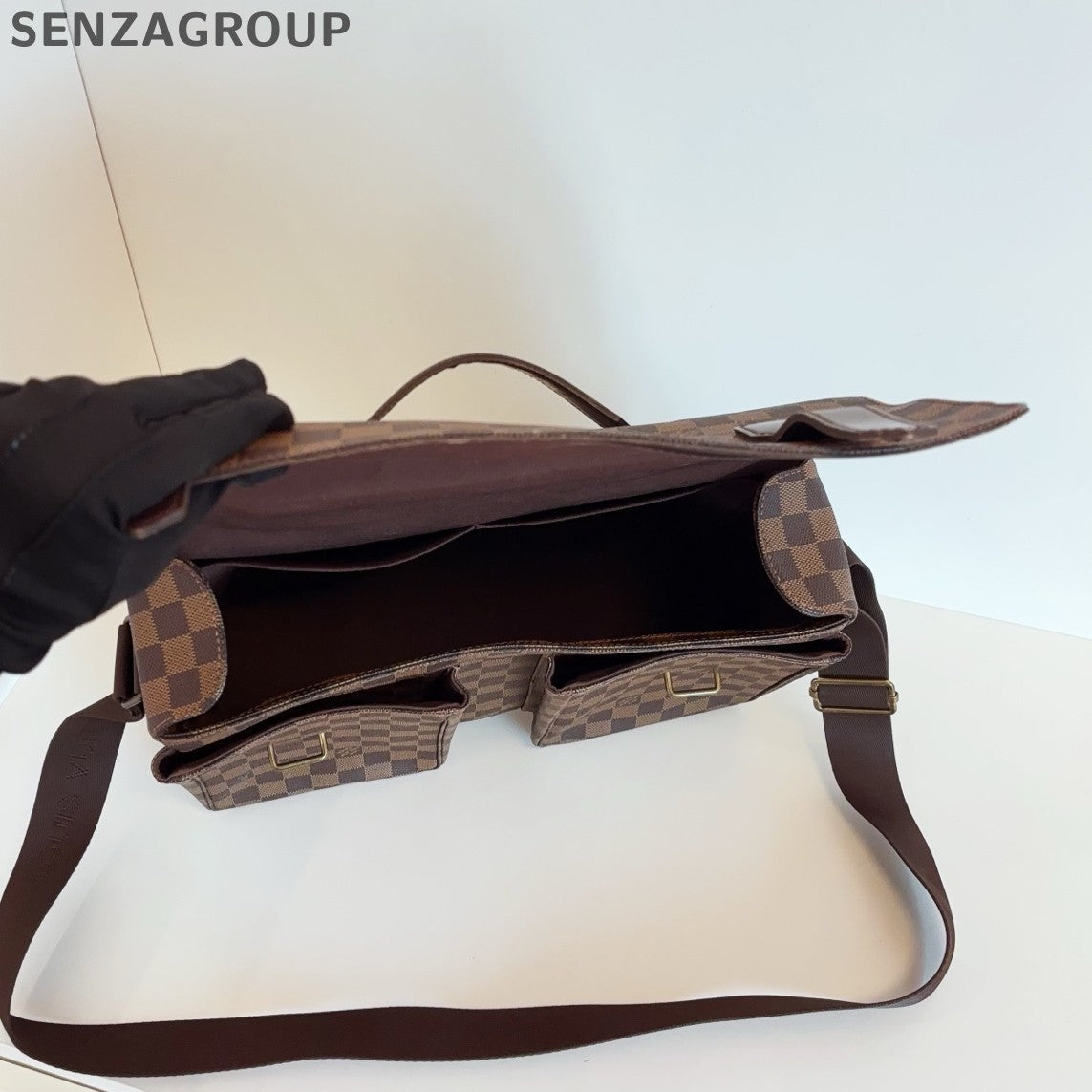 Louis Vuitton Satchel Damier Ebene Top Handle Crossbody Brown Unisex Adults