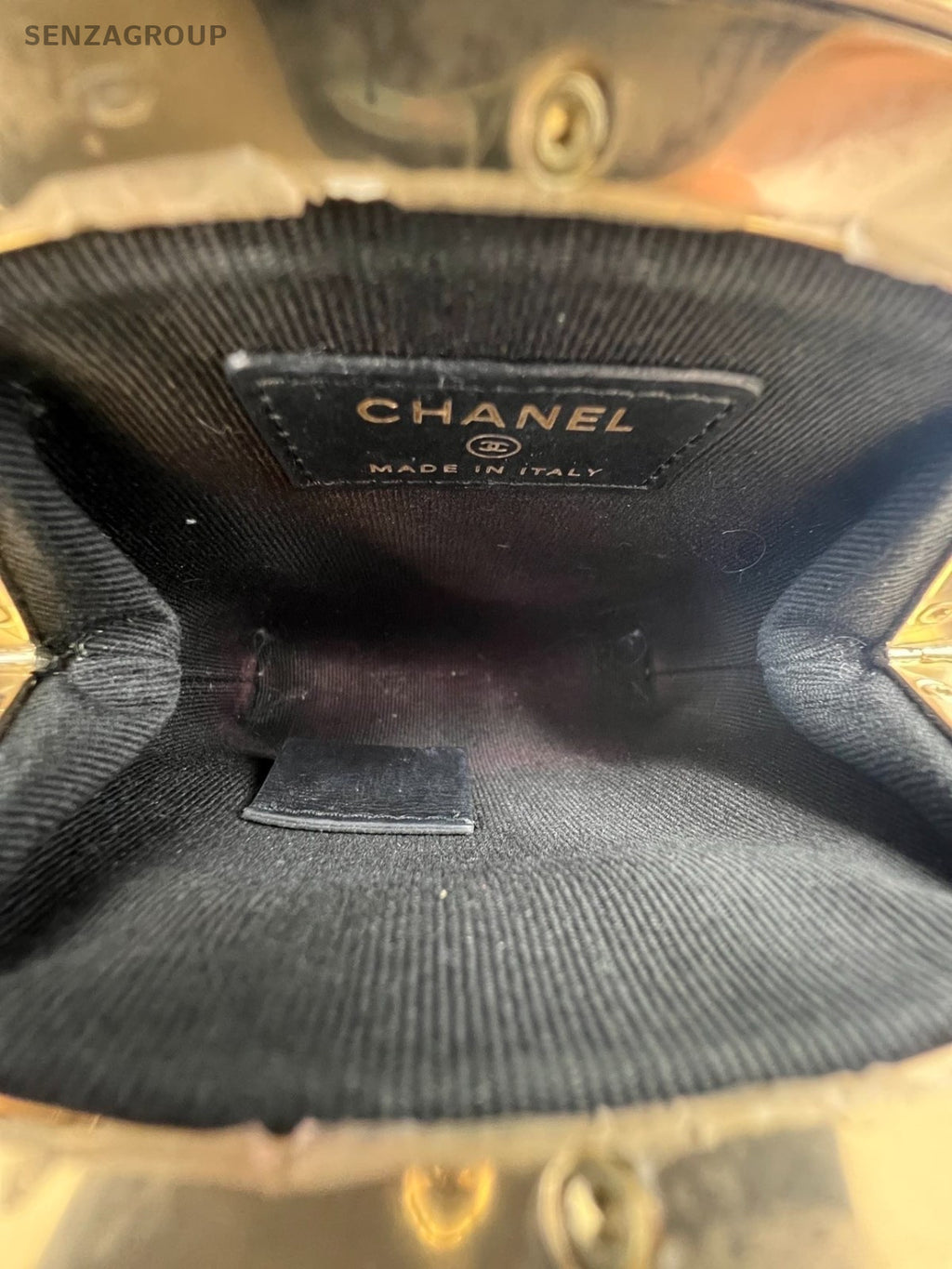 Chanel Diamond Mini Calfskin Chain Shoulder Crossbody Black Gold Women Classic