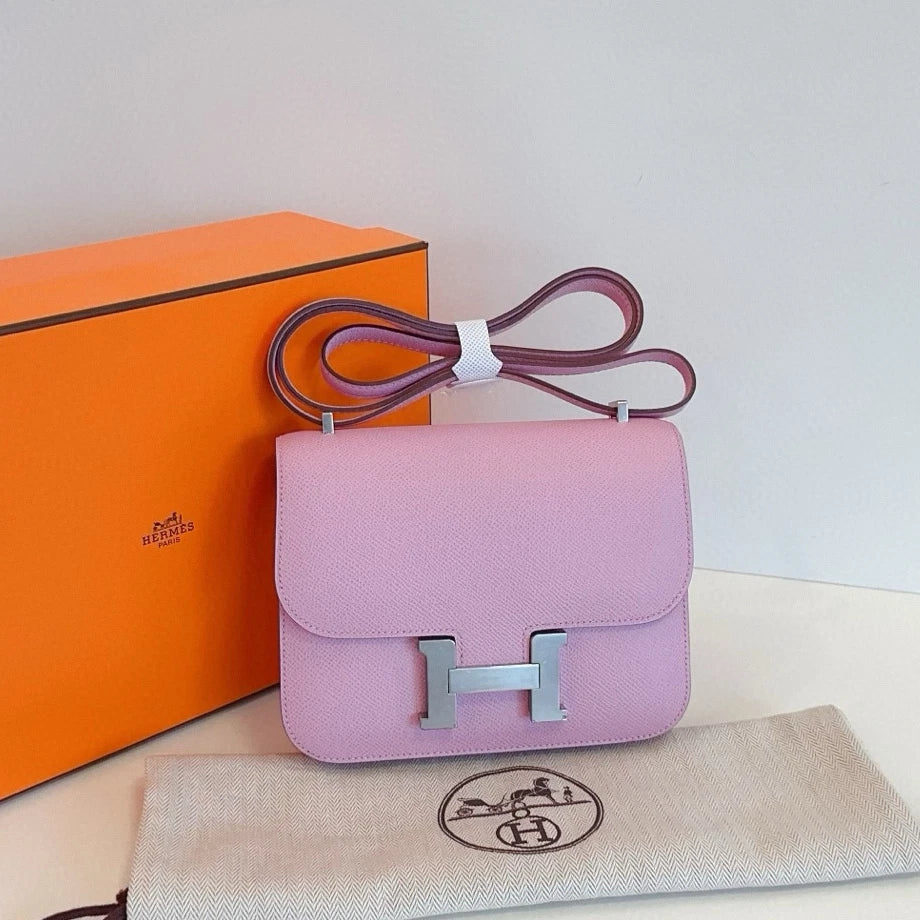 Hermes Constance19 Shoulder Crossbody Purple Silver Women Classic Fashion