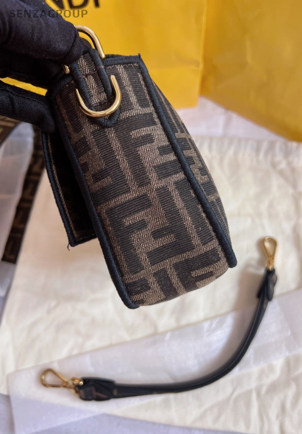FENDI Monogram Canvas 2way Shoulder Handbag Brown Women Brand NEW