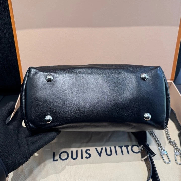 Louis Vuitton Carryall Cargo PM Lambskin Shoulder Bag Black Women D