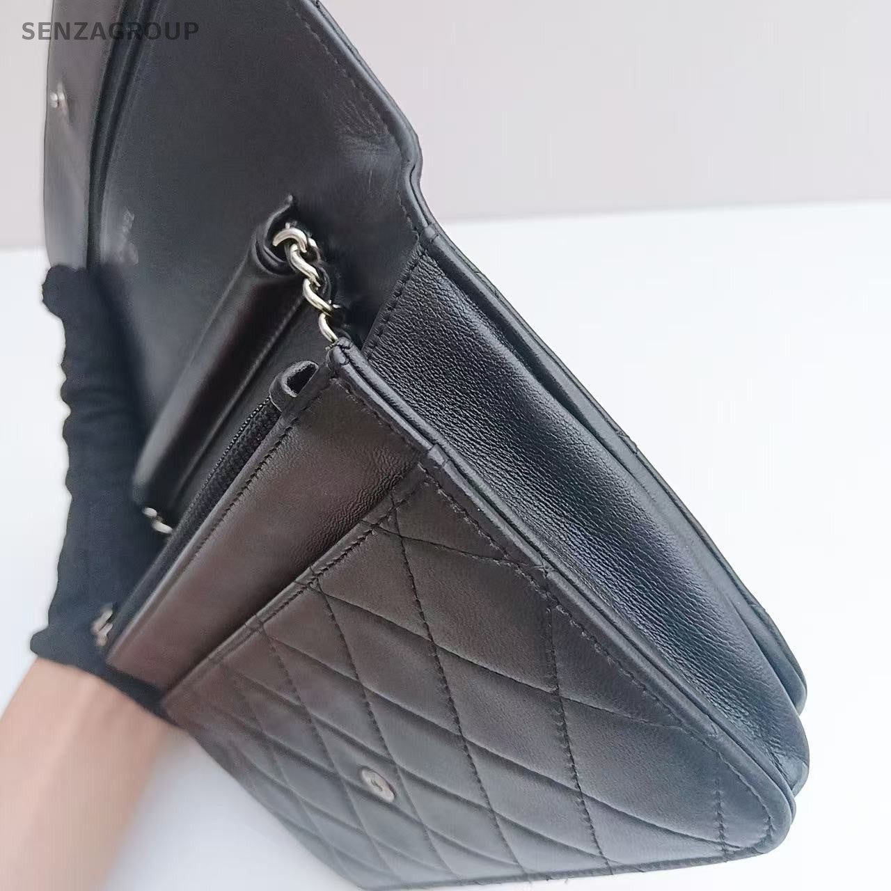 CHANEL Lambskin CC Woc Chain Black Silver Shoulder bag Crossbody Women