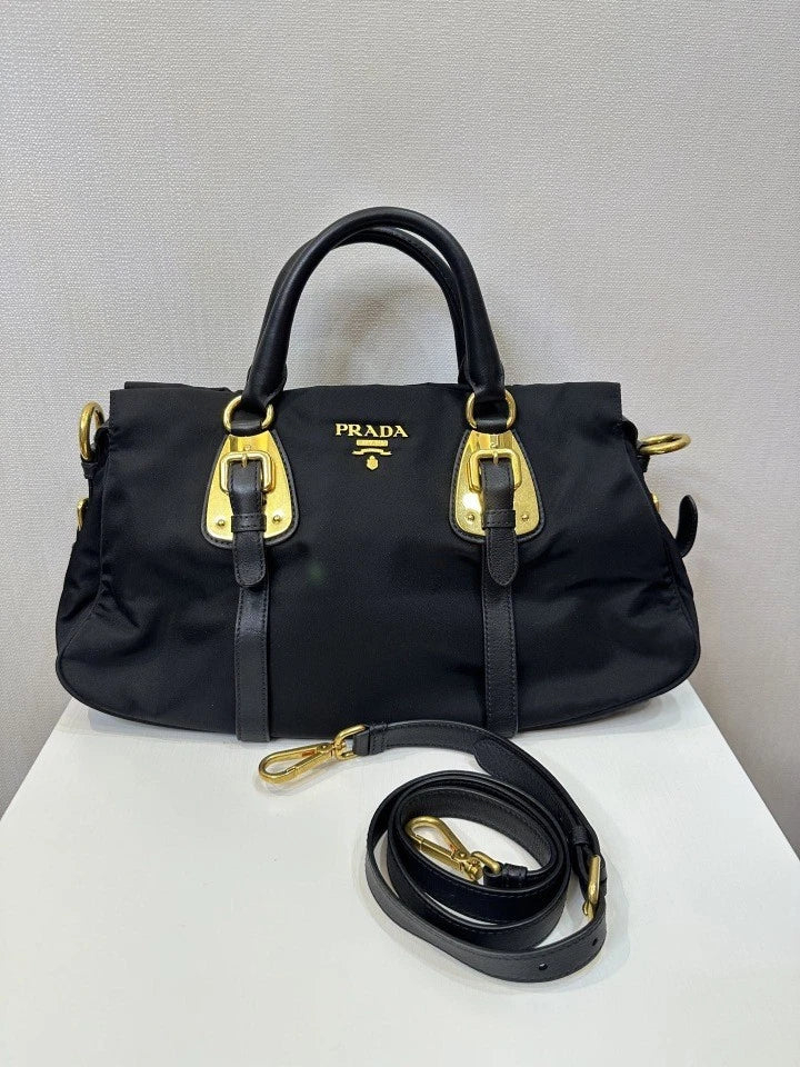 Pre-owned Prada Black Nylon Classic Handbag Women Large Capacity