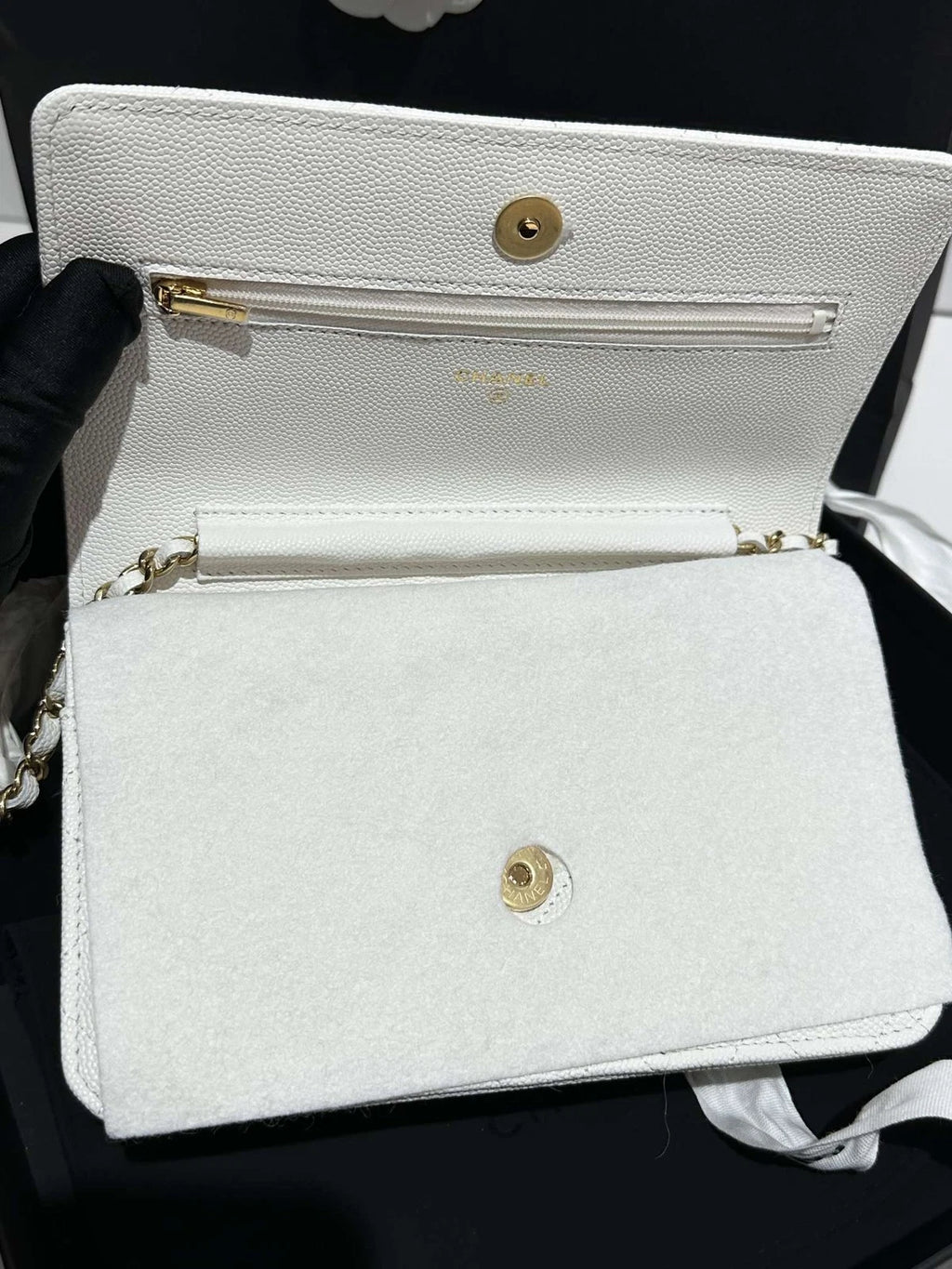 CHANEL White Leather WOC Crossbody Bag For Women