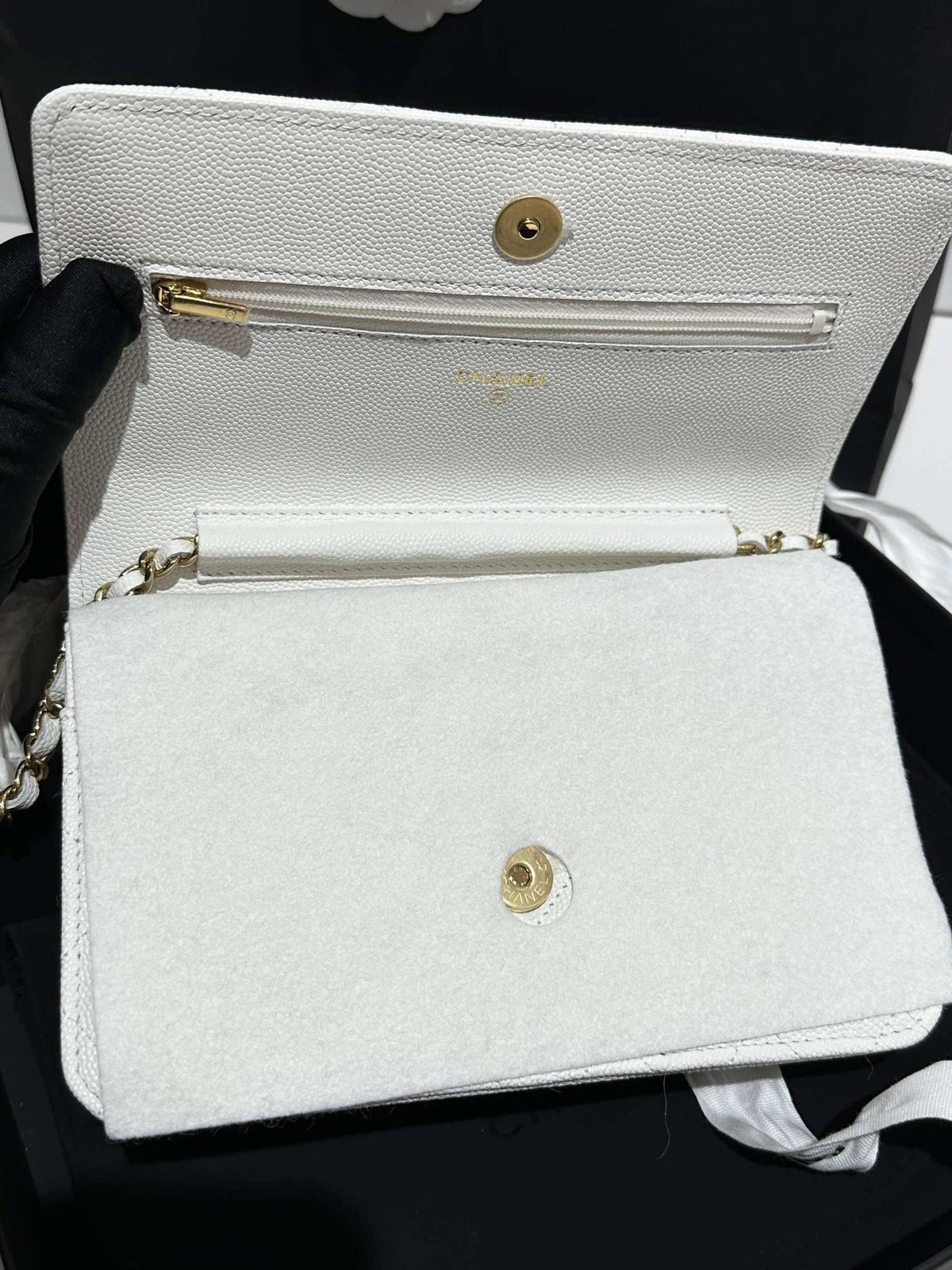 CHANEL White Leather WOC Crossbody Bag For Women