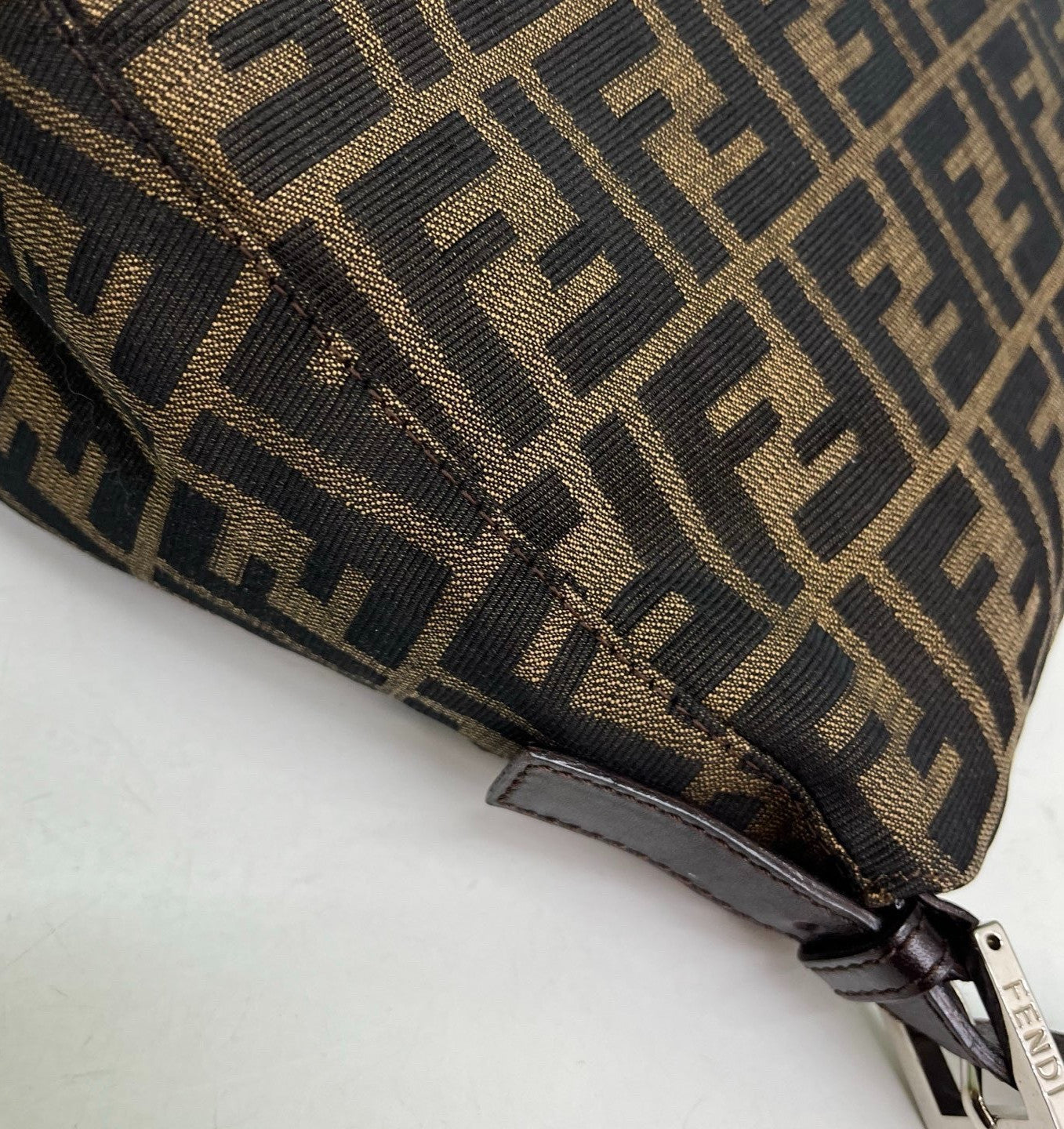 Fendi Baguette Shoulder Bag Brown Silver Women Classic Fashion