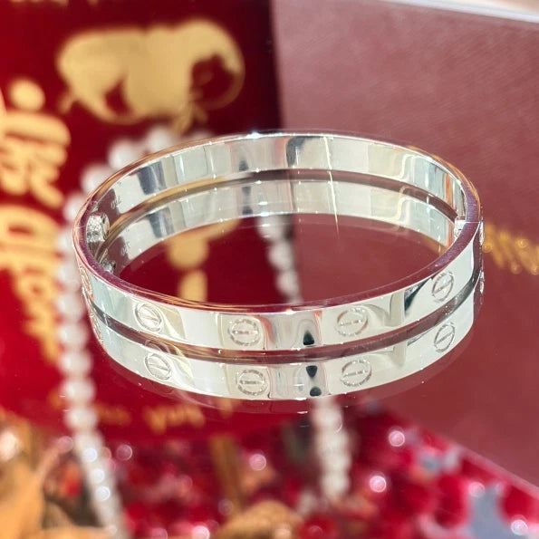 Cartier Classic Love Bracelet Double Screw 18k White Gold Bangle Size16