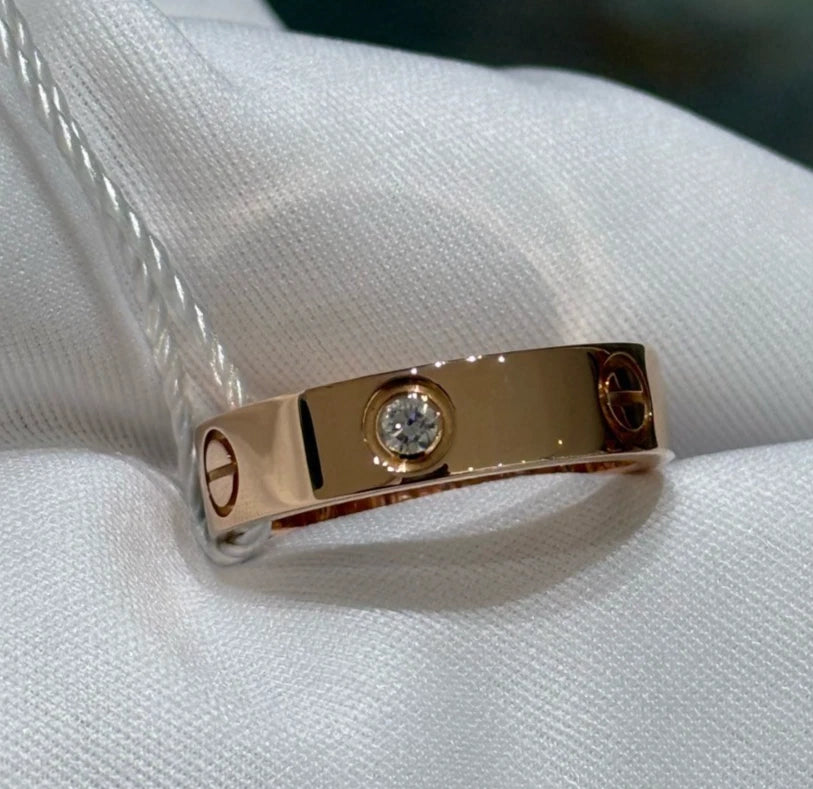 Cartier Love 18k Rose Pink Gold 3 Diamonds Wide Band Ring EU59/US8.75