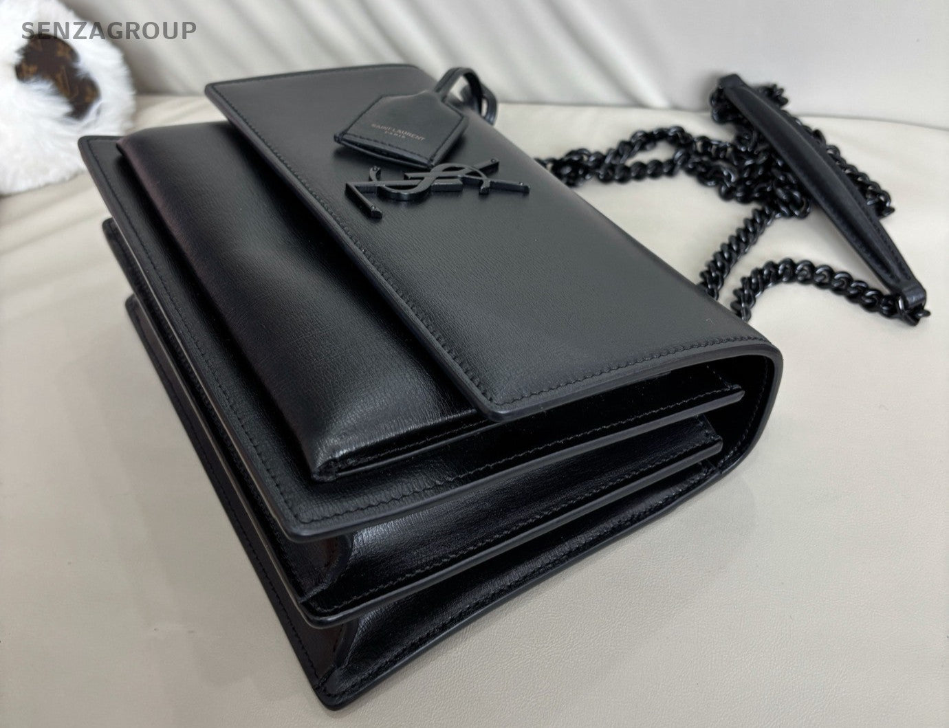 YSL Saint Laurent Sunset MM So Black Chain Shoulder bag Almost BRAND NEW Women