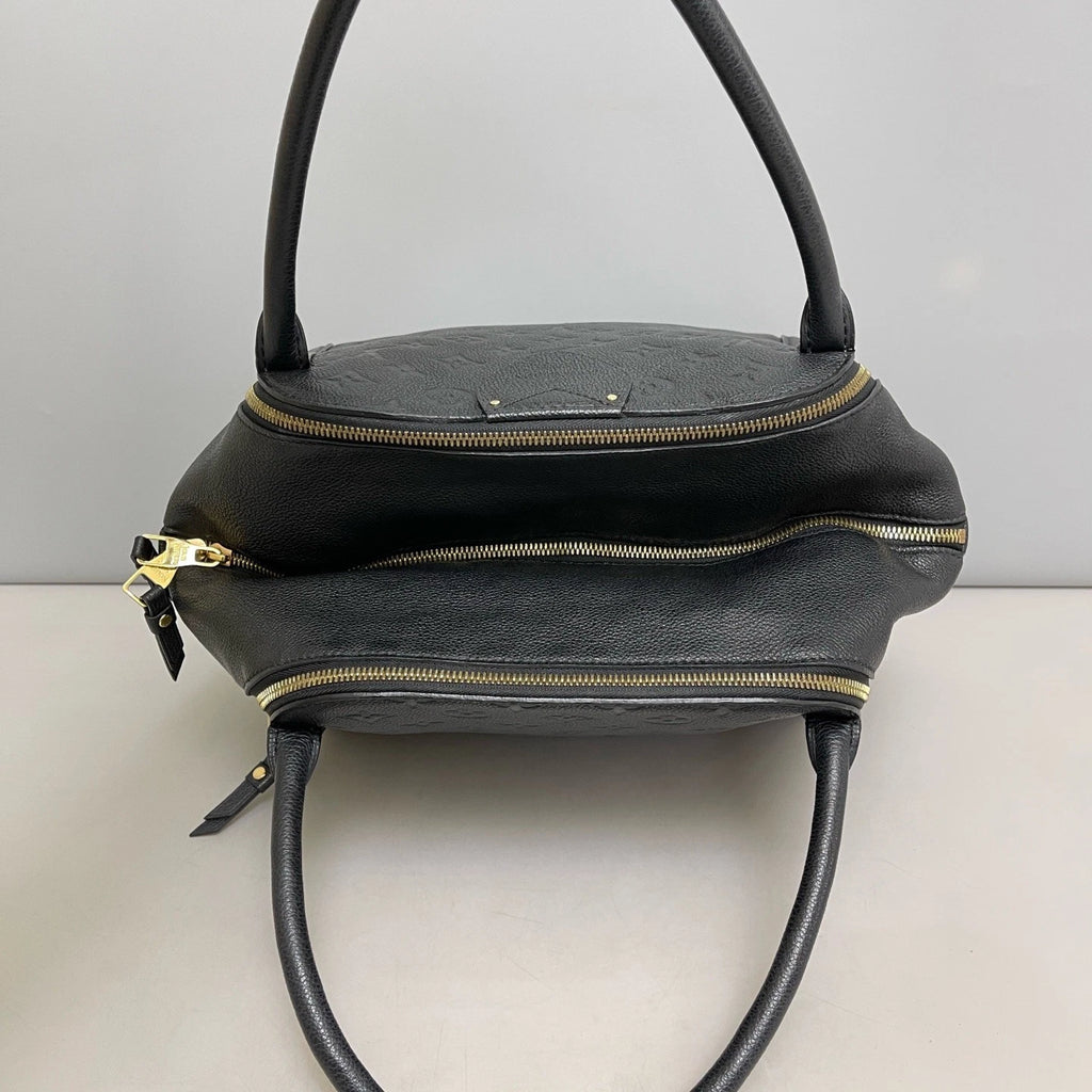 Authentic Louis Vuitton Marais Calfskin Monogram Top Handle Bag Black GHW