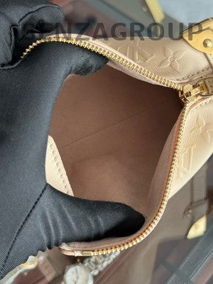 Louis Vuitton Side Trunk PM Monogram Canvas Beige Women's Shoulder Bag
