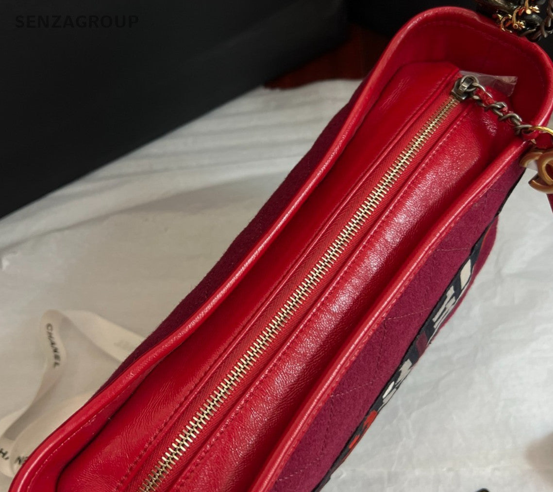 Chanel MM Gabrielle Bag Shoulder Crossbody Bag Women Red