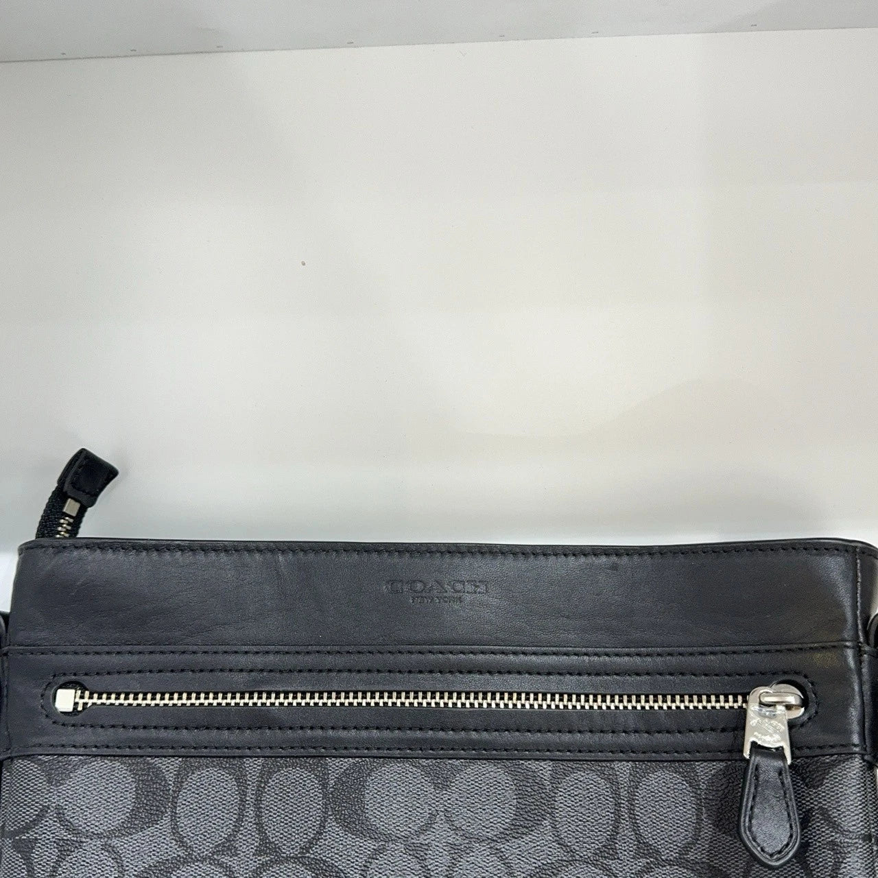 Coach Dark Grey Monogram Canvas Shoulder Crossbody Bag For Women