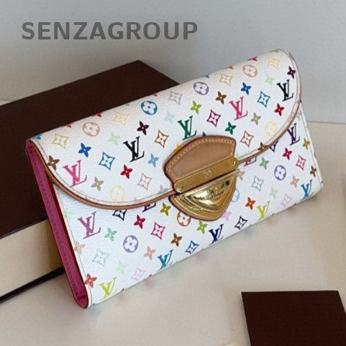 Louis Vuitton Monogram White Multicolor Long Wallet Women Classic Vintage