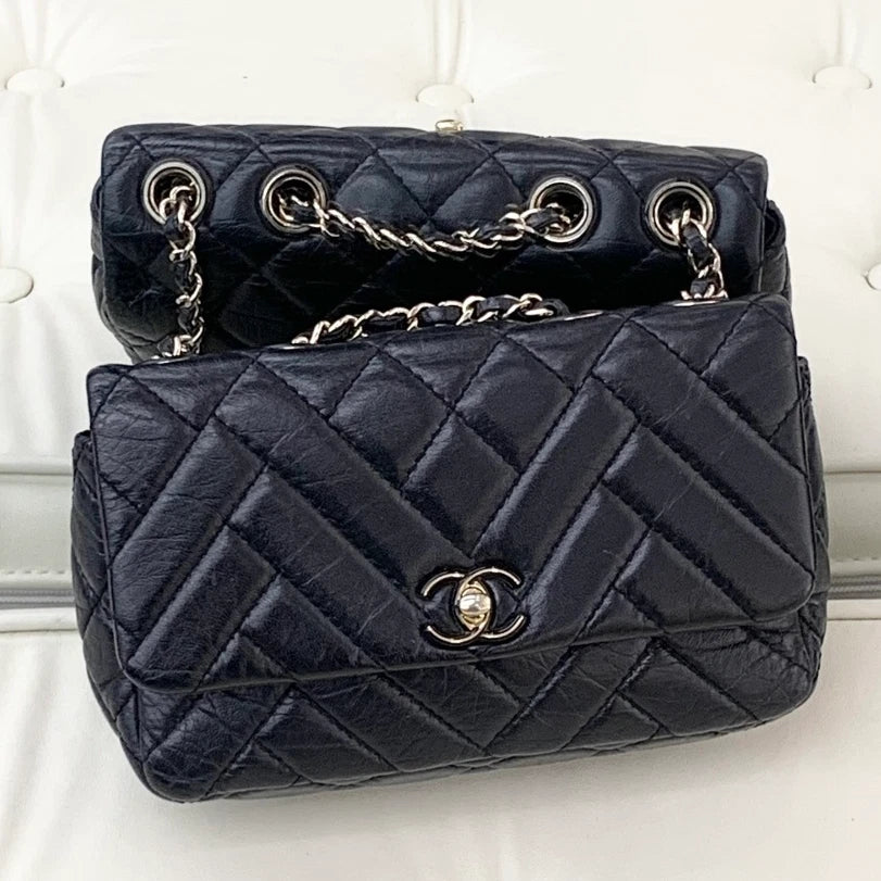 Chanel Classic Flap Mini Lambskin Shoulder Crossbody Bag Black Gold Women S