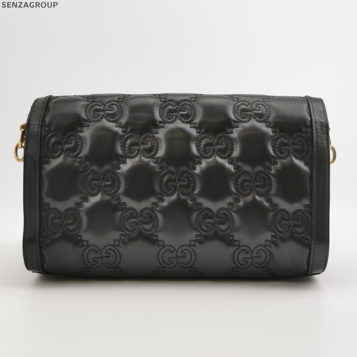 Gucci GG Matelassé Small Shoulder Crossbody Bag Black Gold Classic Women