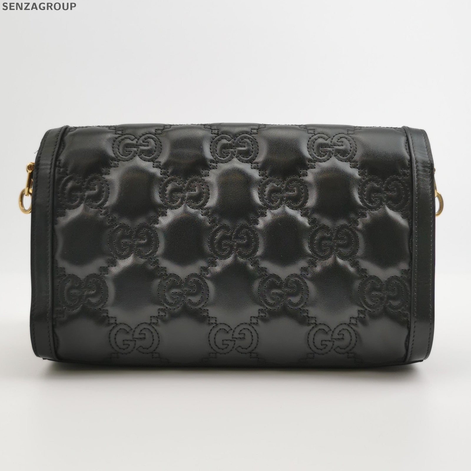 Gucci GG Matelassé Small Shoulder Crossbody Bag Black Gold Classic Women