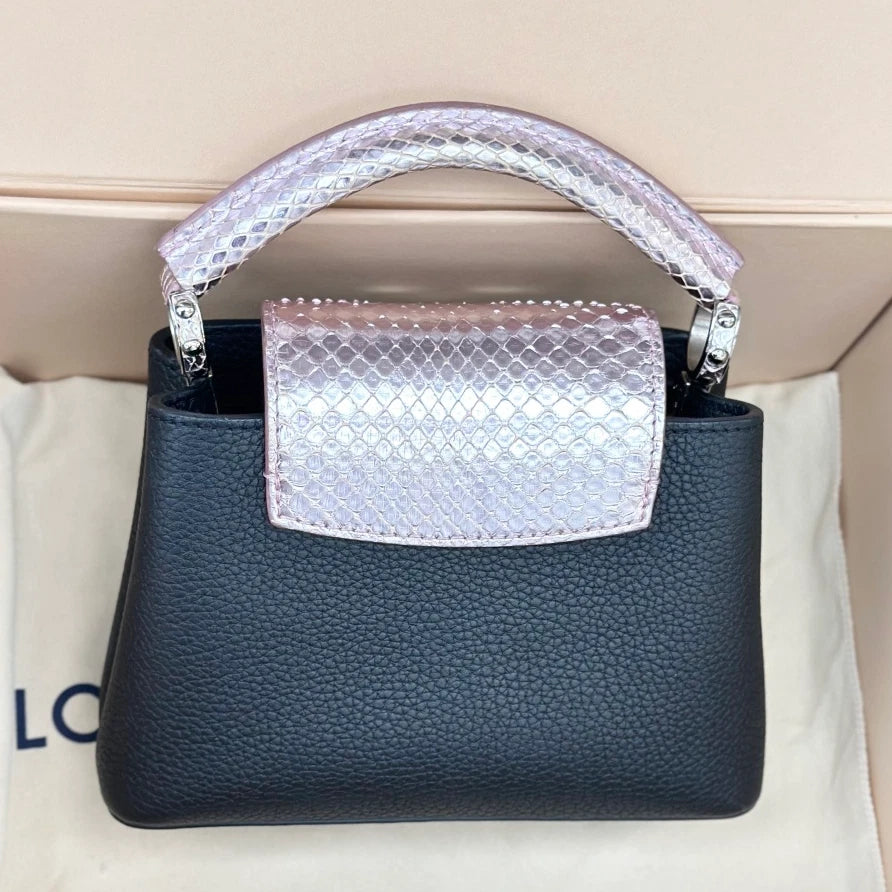 Louis Vuitton Capucines Mini Snakeskin Calfskin Top Handle Crossbody Bag Women S