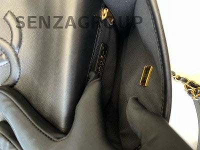 Chanel 22K Black Tweed Chain Crossbody Bag Gold Hardware Women's Fashion