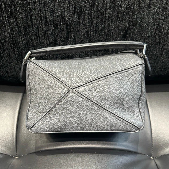 Loewe Puzzle Mini Top Handle Shoulder Crossbody Bag Gray Silver Women D