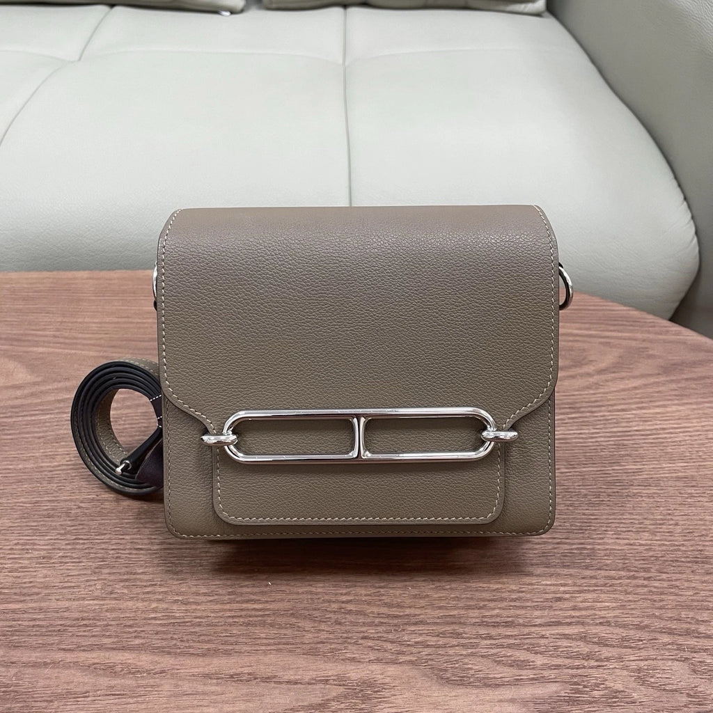 Hermes Roulis19 Evercolor Shoulder Bag Crossbody Gray Silver Women Classic