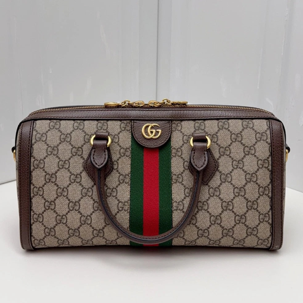 Gucci Ophidia Boston Bag GG Supreme Canvas Crossbody Bag Brown Women