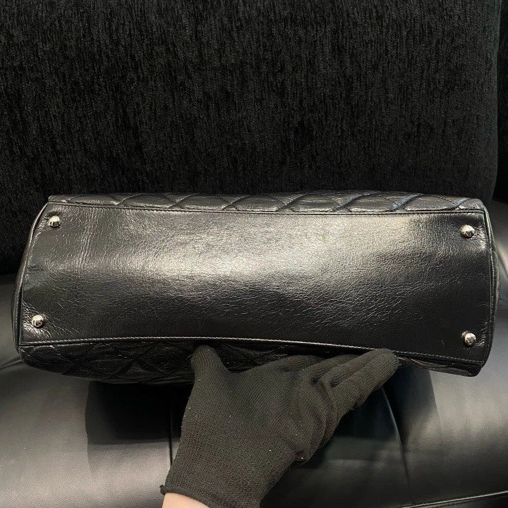 Chanel Airport Tote GM Oil Wax Calfskin Top Handle Shoulder Bag Black Women D