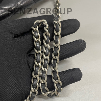 Chanel Timeless Black Silver Quilted Chain Shoulder Bag - Women's Fashion