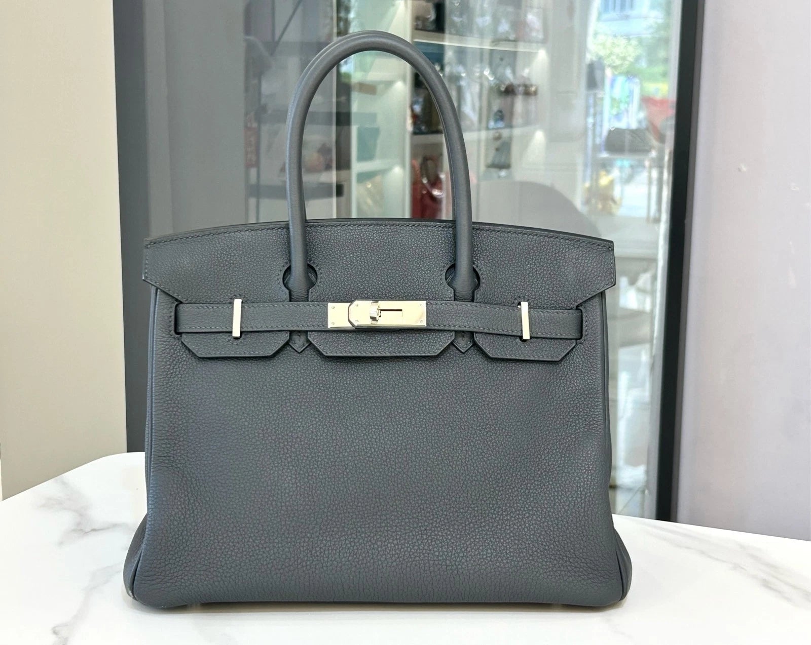 Hermes Birkin30 Gray Leather Handbag For Women