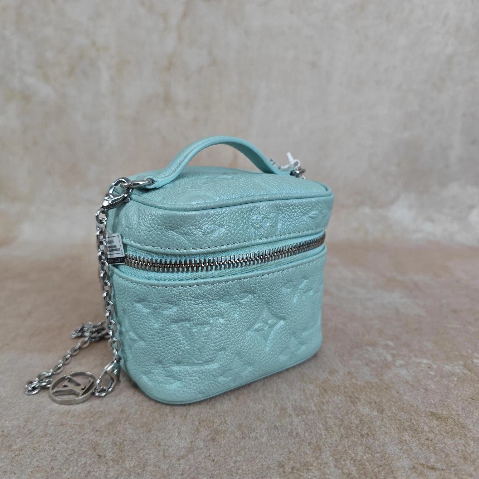 Louis Vuitton Vanity Leather Green Handbag Chain Bag Excellent