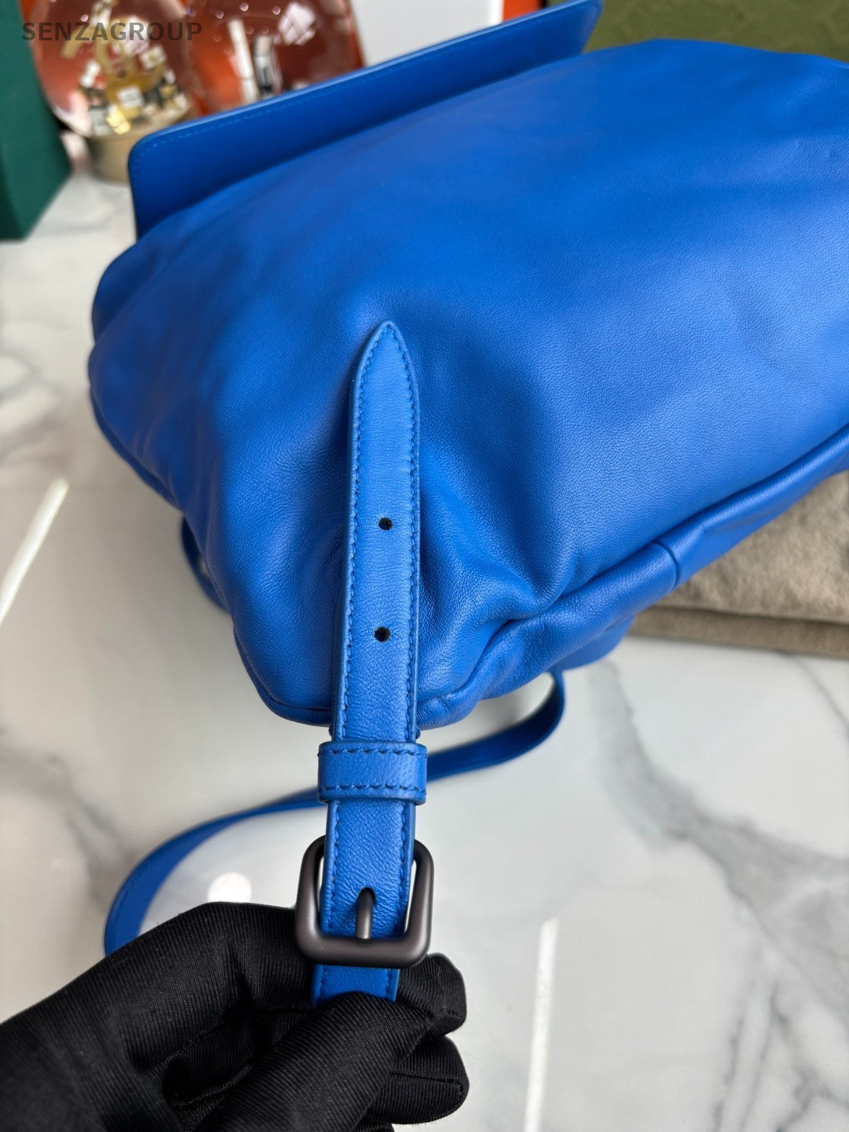 Bottega Veneta Weaving Calfskin Backpack Top Handle Drawstring Shoulder bag Blue