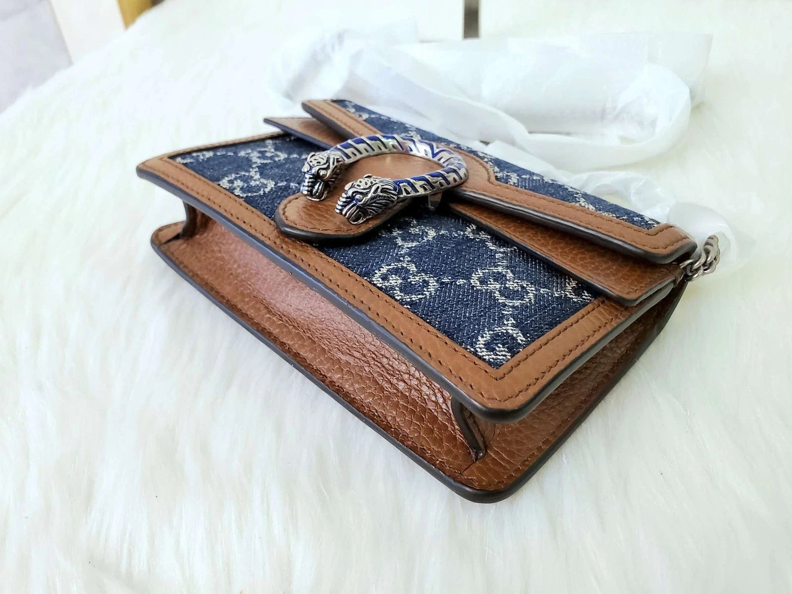 GUCCI Dionysus Super Mini Denim Crossbody For Women