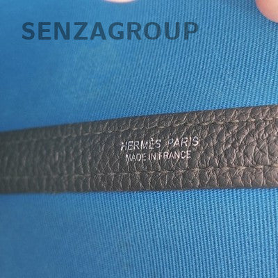 Hermès Garden Party 36 Blue Black Canvas Leather Tote Bag Silver Hardware