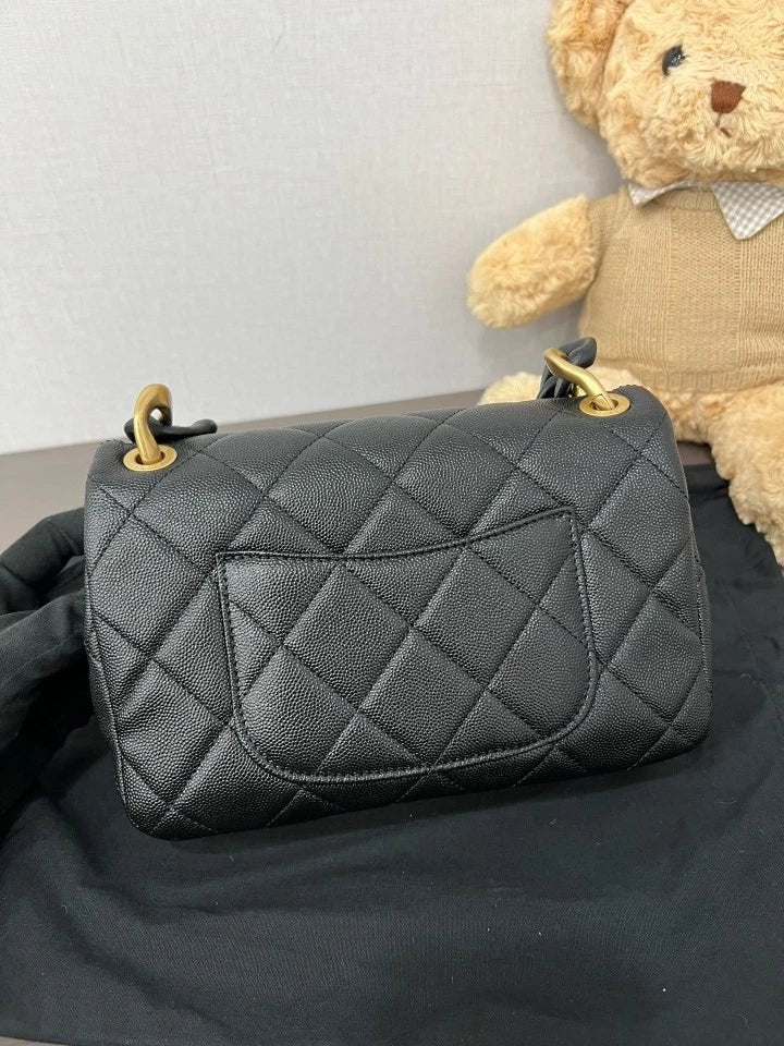 CHANEL 24P Black Mini Square Crossbody Bag For Women
