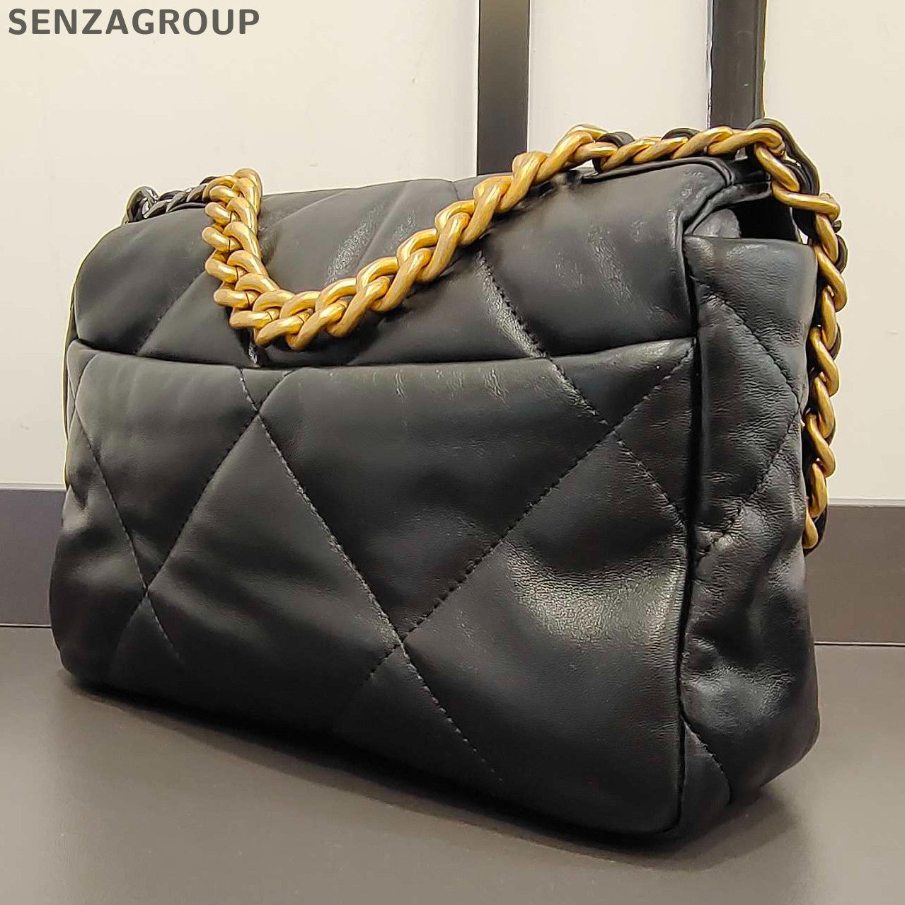 Chanel Black Gold 19 Bag Small Chain Shoulder Crossbody Classic Fashion