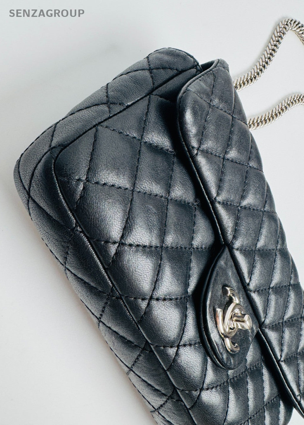 CHANEL Classic Flap Diamond Pattern Chain Shoulder bag Black Silver Women