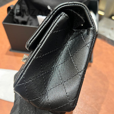Chanel 2.55 Mini Black Silver Quilted Chain Shoulder Crossbody Bag