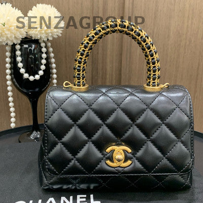 Chanel Black Caviar Coco Handle Mini Chain Bag