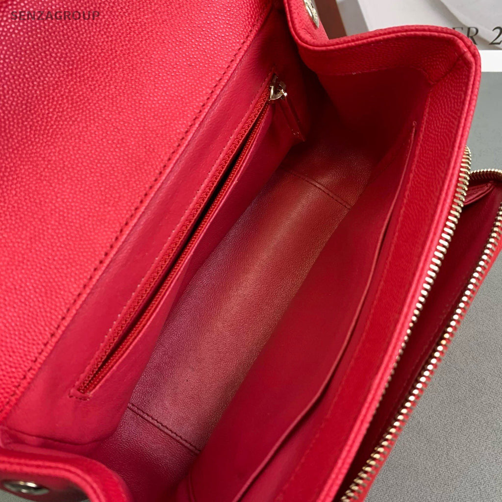 CHANEL Caviar  Top Handle 2way Shoulder bag Red Women