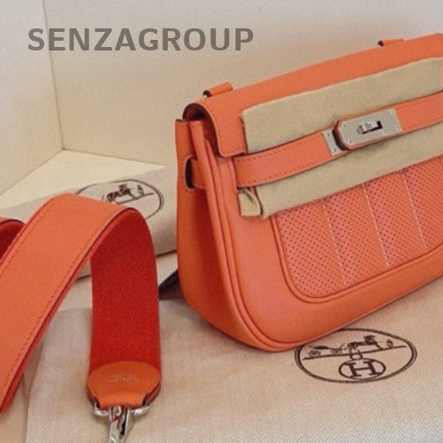 Hermes Berline Mini Ec Leather Vintage Shoulder Bag Orange Women Designer