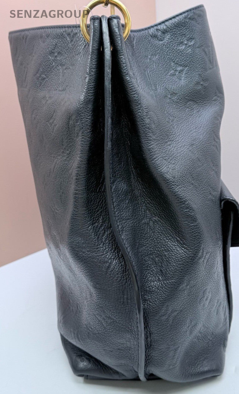 Louis Vuitton Monogram Tote Shoulder Bag Black Gold Women Classic
