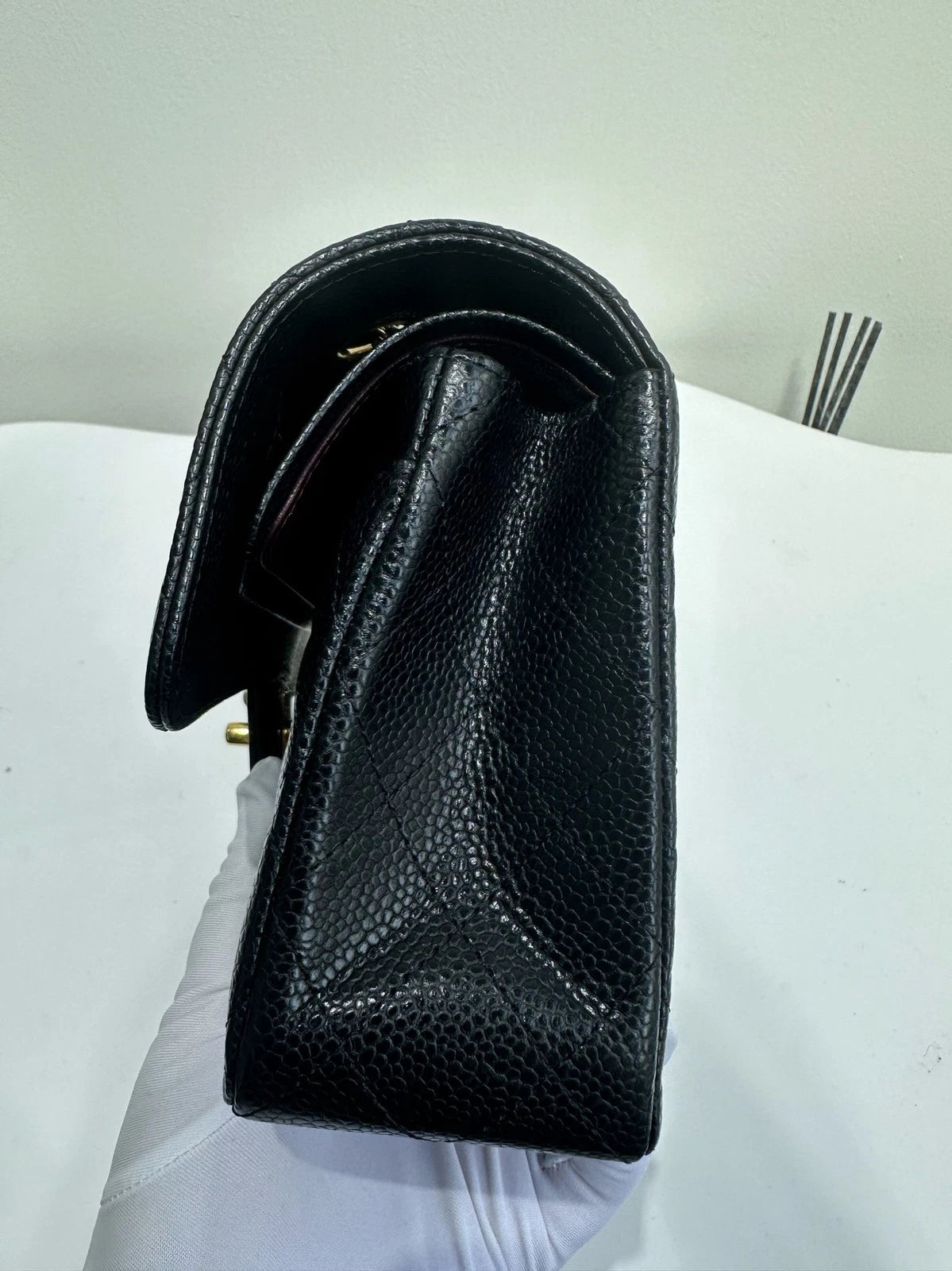CHANEL Classic Flap Small Black Leather Shoulder Bag For Women