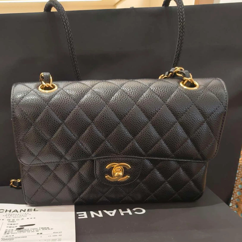 Chanel Black Gold Leather Small Shoulder Bag For Women