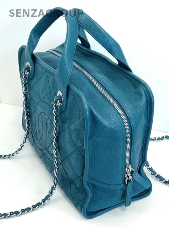 CHANEL Bowling caviar Chain Top Handle Shoulder bag Women Lake Green