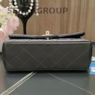 Chanel Classic Flap Mini Black Gold Lambskin Chain Shoulder Crossbody Bag