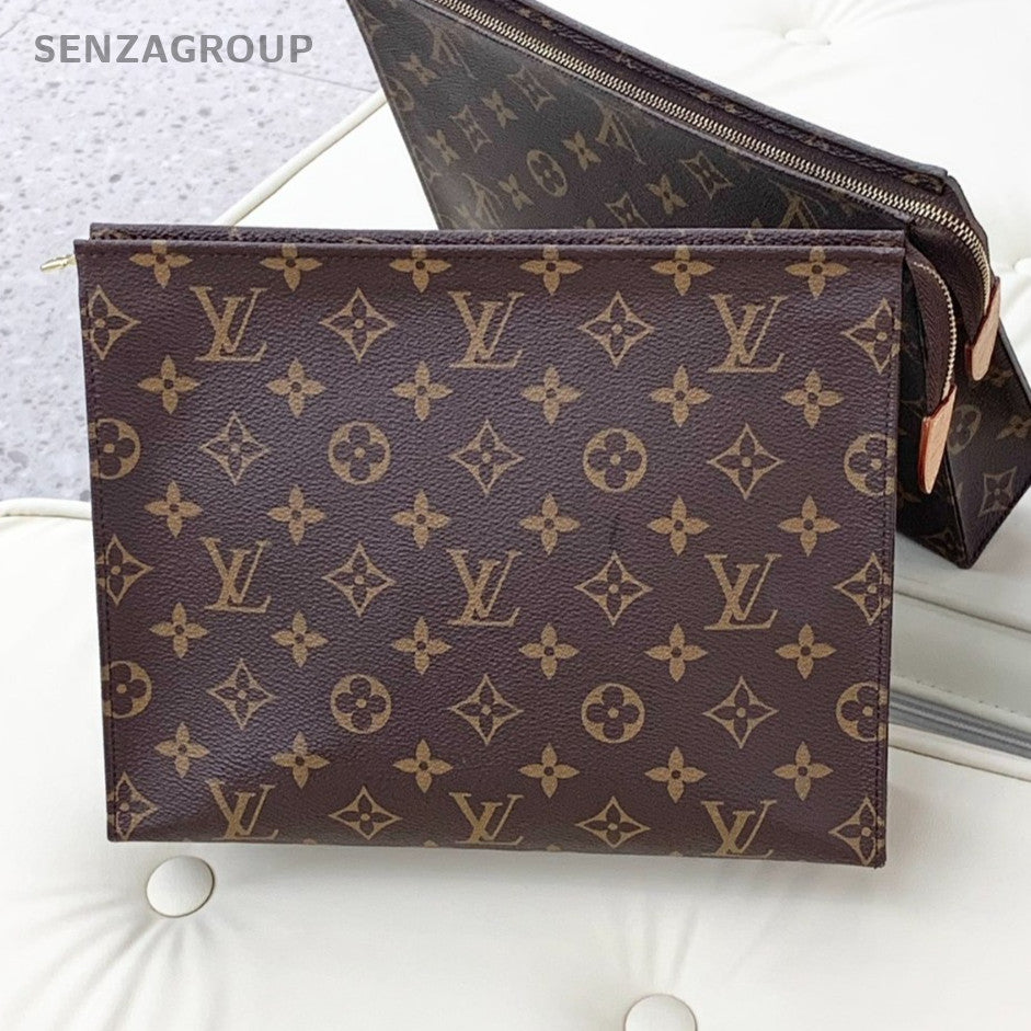 Louis Vuitton Toiletry pouch Monogram Clutch Handbag Brown Classic