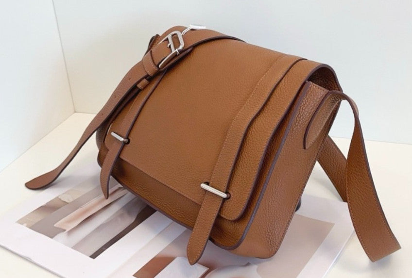 Hermes Steve PM TC Leather Shoulder bag Crossbody Brown Gold