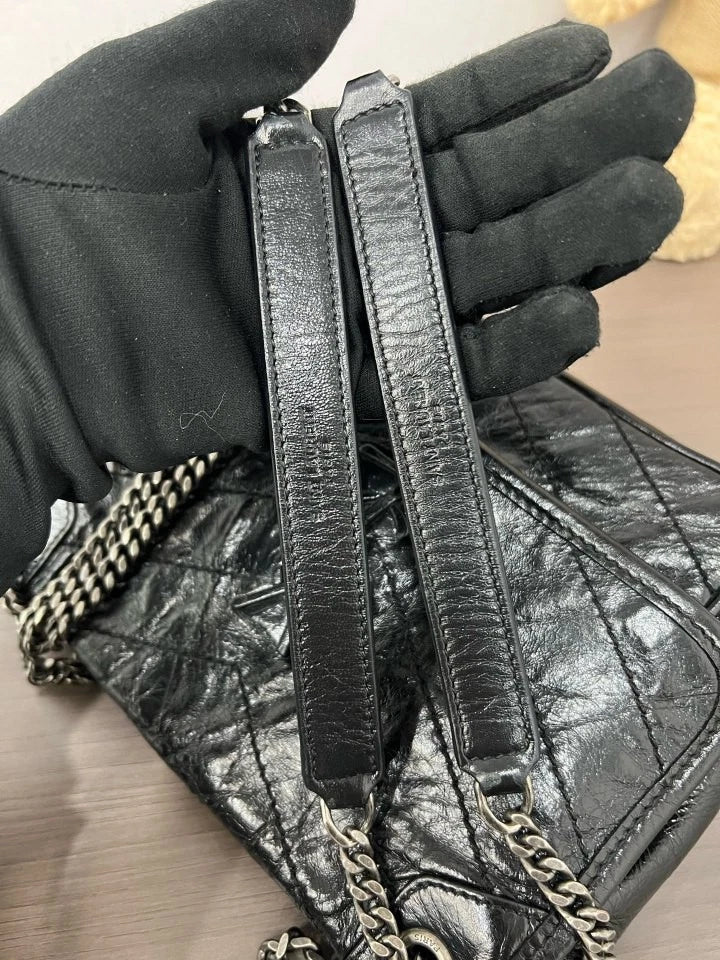 Saint Laurent Niki Black Silver Shoulder Bag Crossbody Excellent
