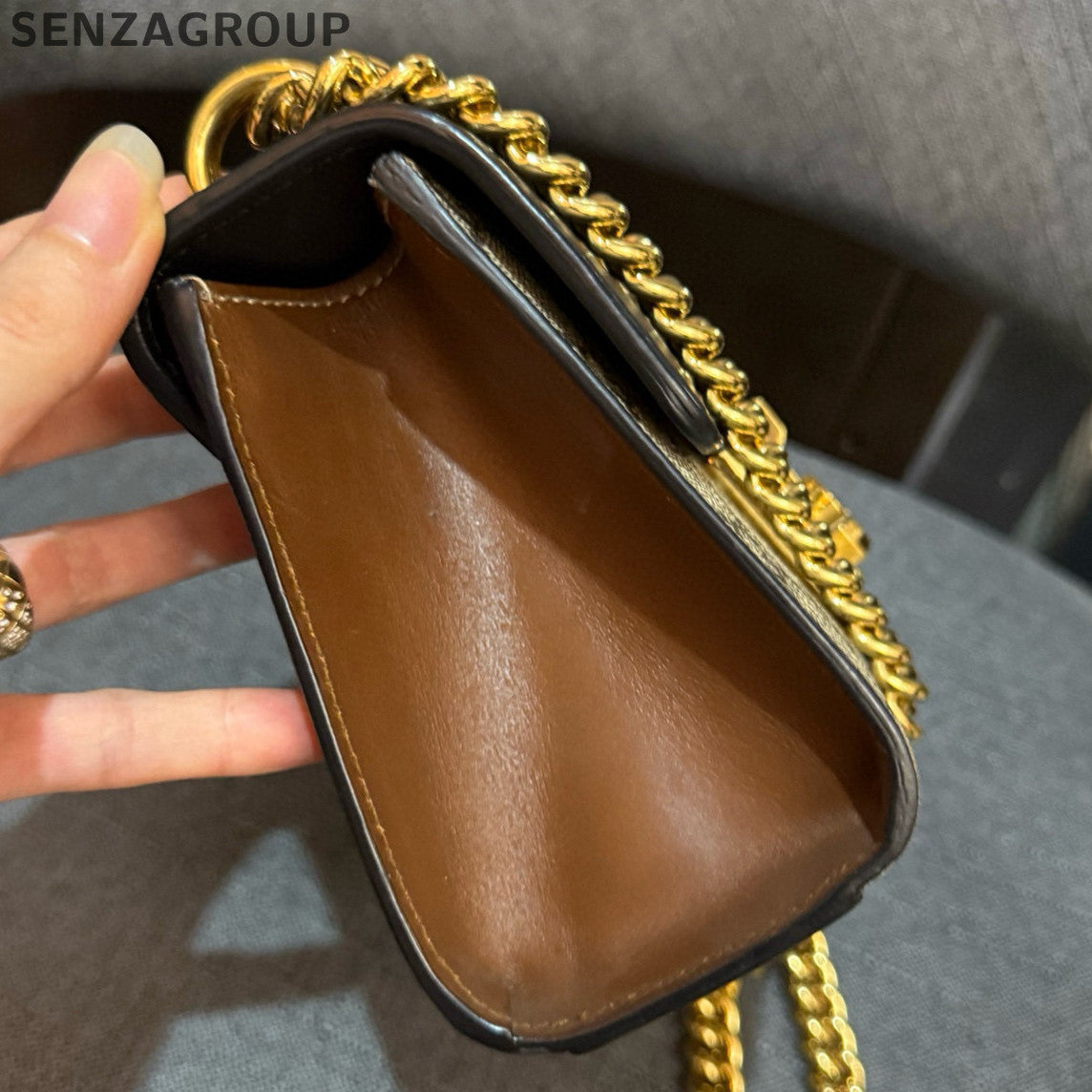 Gucci Padlock Small Chain Shoulder Bag Brown Classic Women's