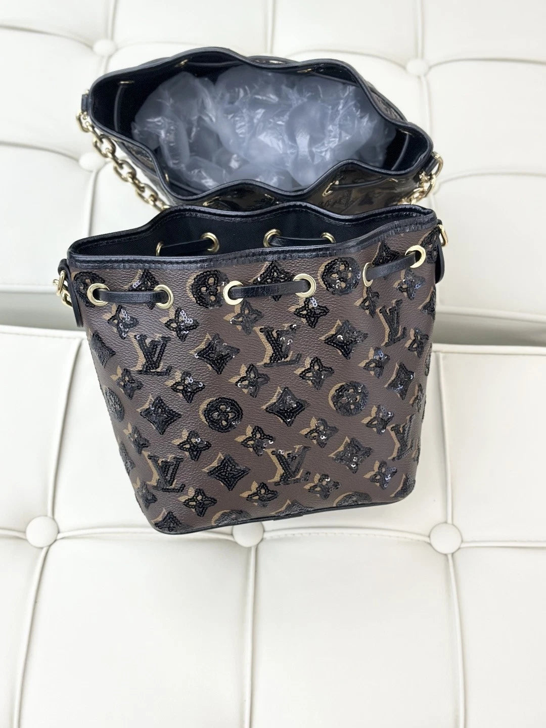 Louis Vuitton Ski Noe BB Bucket Monogram Calfskin Crossbody Bag Women S